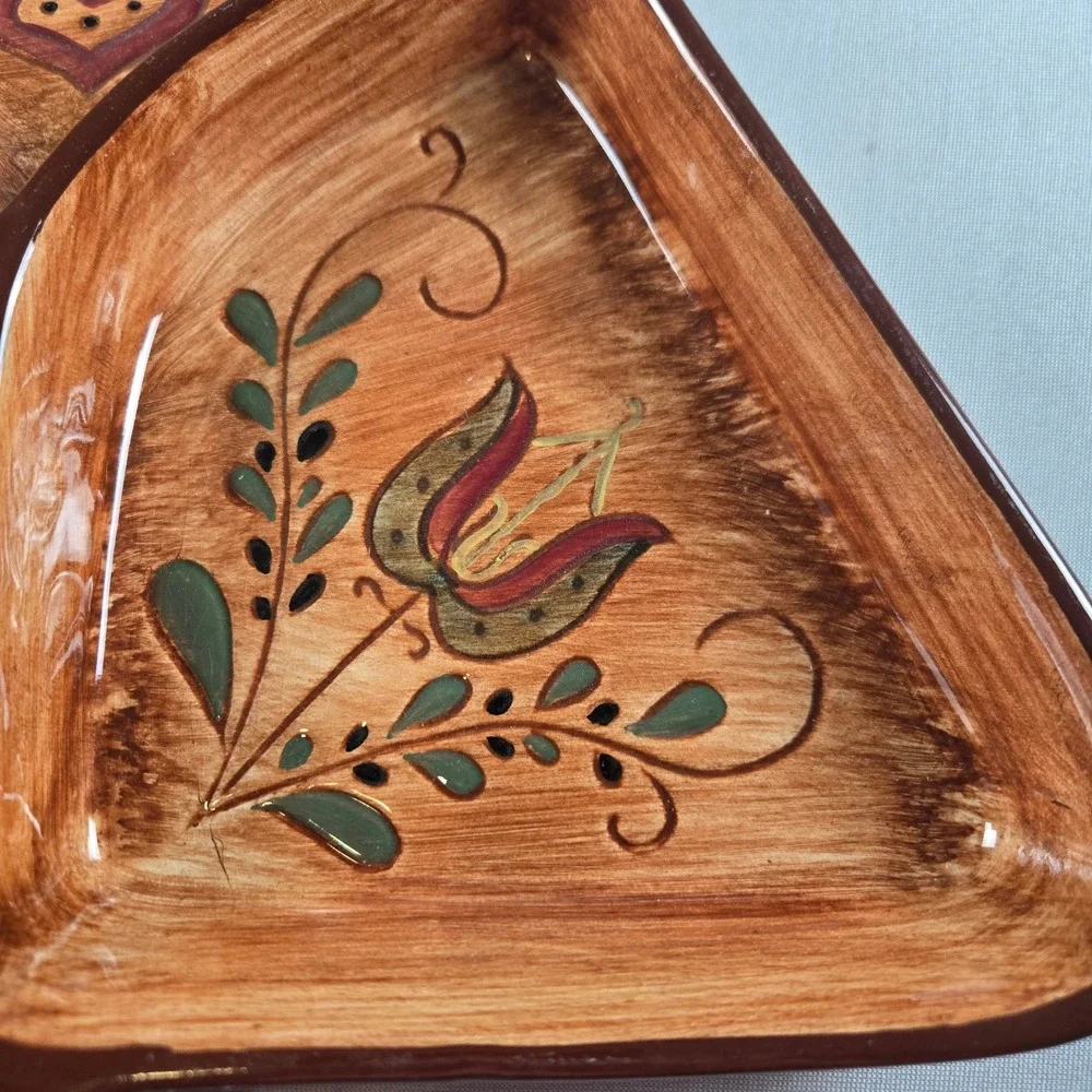 Pennsbury Pottery‎ Christmas Tree Serving Dish Brown Folk Art Hand Painted